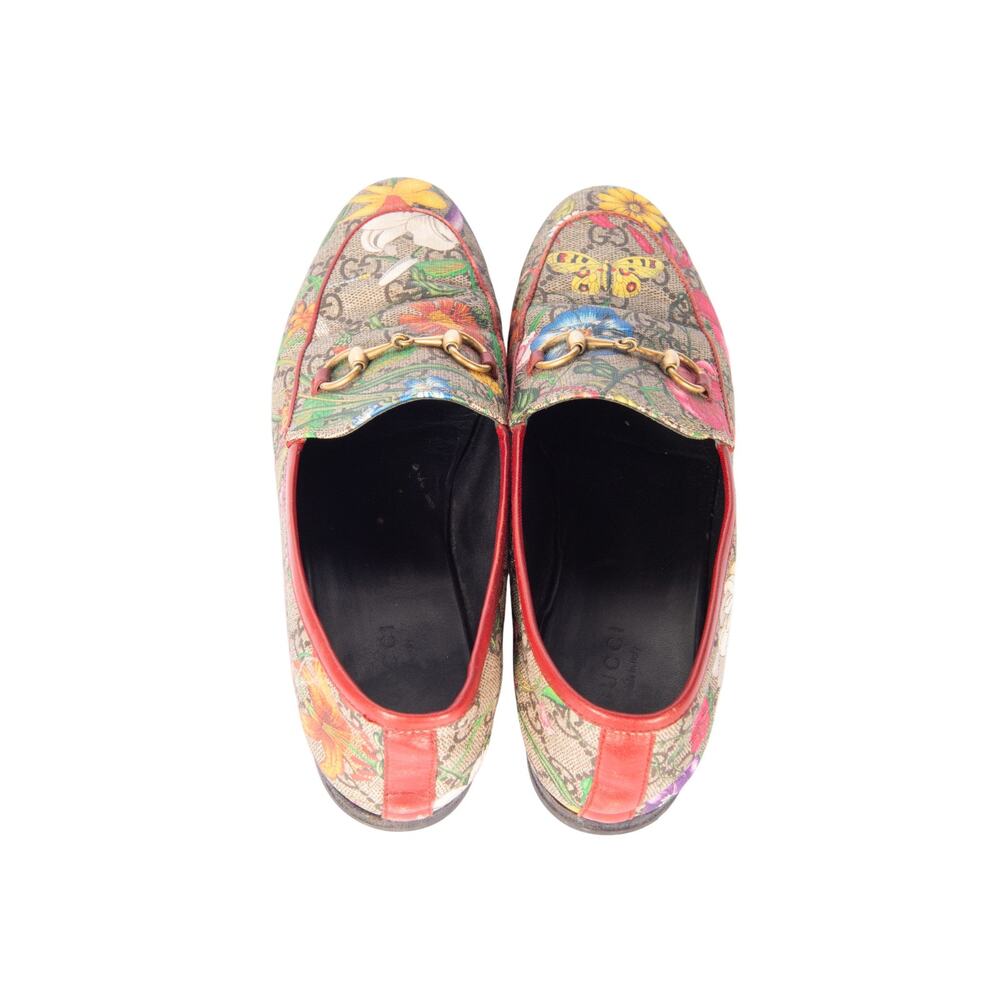 GUCCI Pink Floral GG Loafers Gold Accents Size 37 - Picture 3 of 4